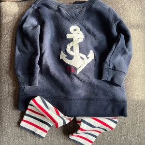 Ralph Lauren Red, White and Blue Nautical 2-Piece Set for Baby